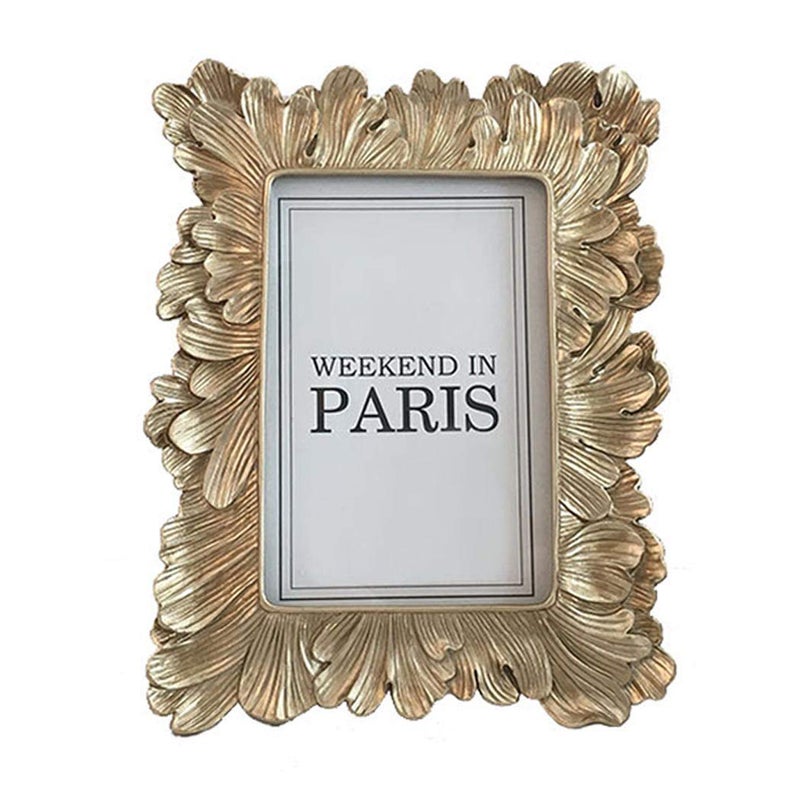 CISOO Vintage 4x6 Picture Frame Antique Photo Frame Table Top Display and Wall Hanging, Retro Home Decor, Ornate Photo Gallery Art, Pale Gold - Image 1